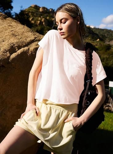 Kumufenc Women Short Sleeve Workout Shirts Open Back Tops Casual Yoga Y2k Athletic Gym Slouchy Crop Running Tees thumbnail 6