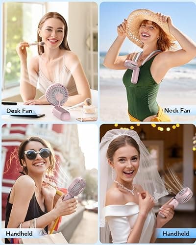 AMACOOL Handheld Fan Foldable, 5000mAh Rechargeable Hand Fans with Powerful Cooling, 4 Speeds, LED Display, Portable Fan for Travel,Concerts,Makeup,Lash,Outdoor Events,Gifts Women thumbnail 4