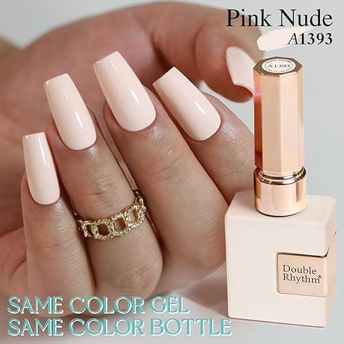 Double Rhythm 15ML Gel Nail Polish Pure Sheer Same Color Same Bottle Soak Off Gel Polish Art Manicure Salon DIY at Home for Women (Beige Pink-A1393) thumbnail 3