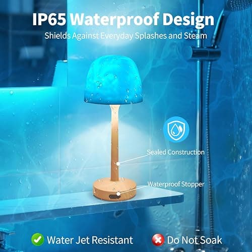 Lumoza Shower Lamp - Waterproof Bathroom Lamp with 16 Color Ocean Wave Projector, Rechargeable Shower Light with Touch & Remote Control, 2-in-1 Cordless Light for Inside Shower/Bathtub thumbnail 3