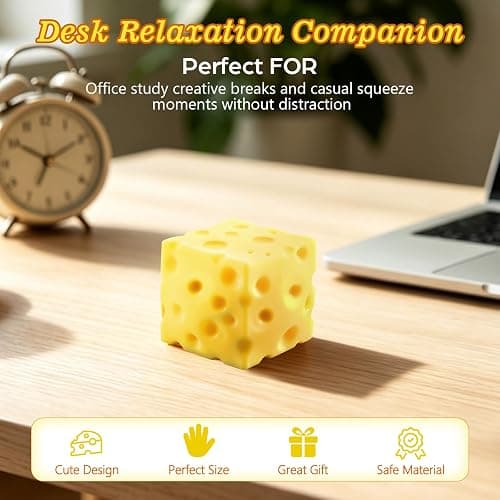 Cheese Squishy 2.4 Inch,Squishies Cheese Block Squeeze Toy,Stress Relief Sensory Fidget Toy,Holiday & Birthday Gifts for Teens & Adults thumbnail 4