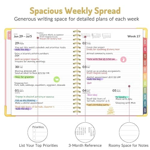 Forvencer Academic Planner 2026-2027, Hardcover Calendar Planner Weekly & Monthly, July 2026 - June 2027, 8.5" x 11", Daily Agenda with Tabs, College School Organizer for Student Teacher, Pink thumbnail 5