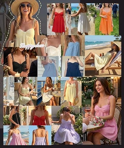 Narecte Casual Summer Dresses for Women Flowy Sun Dress Cute Mini Slip Dress Spaghetti Strap Dres thumbnail 6
