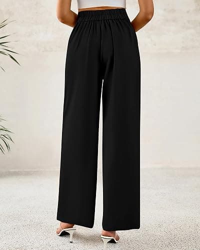 BTFBM Women Wide Leg Dress Pants 2026 High Waisted Button Pleated Business Casual Trousers Office Work Palazzo Pants thumbnail 3