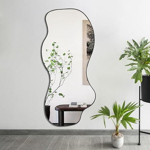 POZINO Irregular Mirror, 47.2"x21.6" Asymmetrical Frameless Mirror, Abstract Wall Mirrors, Modern Odd Shape Mirrors for Living Room Bathroom Bedroom Entryway, Hangs Vertically or Horizontally - Image 1