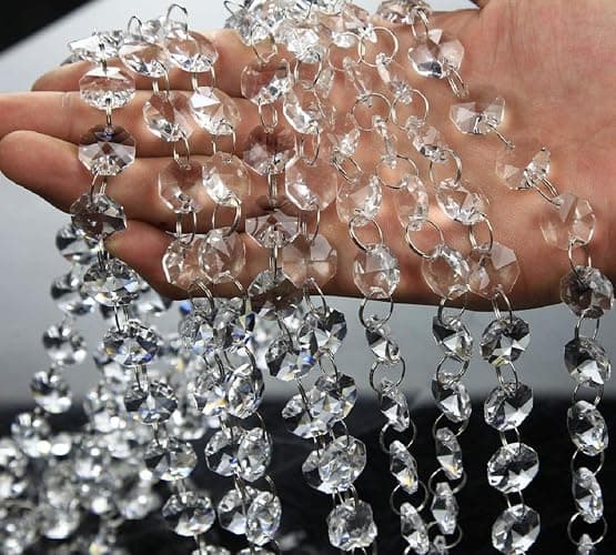 VOVOV 10 Pack (1000CM/30.5FT) Beaded Trim Clear Crystal Garland Chandelier Octagon Beads Chain - Image 1