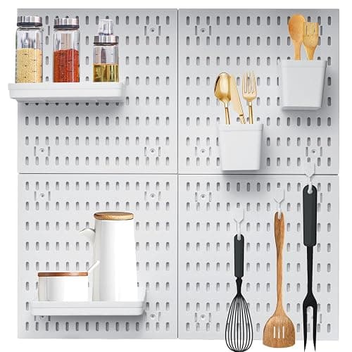 CROWNSHOP Pegboard Combination Set 28×28cm (4 Panels) with 20 Accessories Free CombinationDual Installation Options Wall Organizer for Home Storage & Decoration thumbnail 8