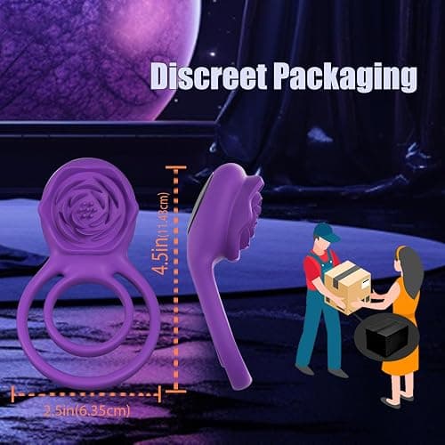 Vibrating Cock Ring with Rose Clitoral Stimulator, Pleasure Penis Ring Vibrator Couples Adult Sex Toys for Men Women, 7 Vibrations Male Couple Sex Toy Clitoris Vibrator, Cock Rings Vibrators for Men thumbnail 7