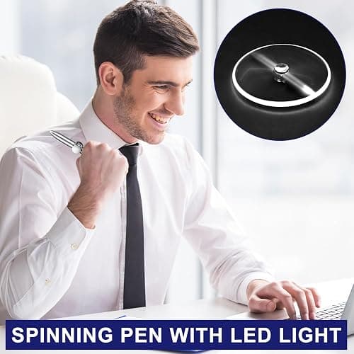 HEQU 4 Pieces Spinning Fidget Pen Fidget Ballpoint Pen Metal Writing Tool Practical Pen Stress Reducer Ballpoint Pen with LED Light thumbnail 6