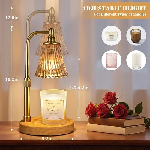 Amber Candle Warmer Lamp with Timer Dimmable,Birthday Gifts for Women Mom,Adjustable Height Wax Melt Warmer for Jar Candles,House Warming Gifts New Home,Ideal for Office,Dorm,Bedroom Home Decor thumbnail 2