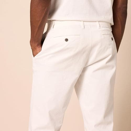 Amazon Essentials Men's Athletic-Fit Washed Comfort Stretch Chino Pant (Previously Goodthreads) - 30W x 32L - White thumbnail 4