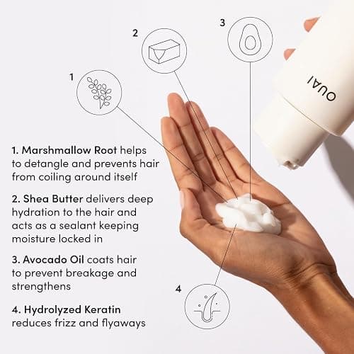 OUAI Thick Hair Shampoo and Conditioner Set - Sulfate Free Shampoo and Conditioner for Thick Hair Care - Moisturizes, Strengthens & Fights Frizz - Made with Keratin & Shea Butter (10 Fl Oz) thumbnail 5