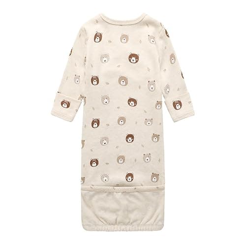 O2 BABY Baby Organic Cotton Kimono Gown with Mitten Cuffs and Fold-Over Pouch, Unisex Long Sleeve Infant Sleeper Sleeping Bag thumbnail 4