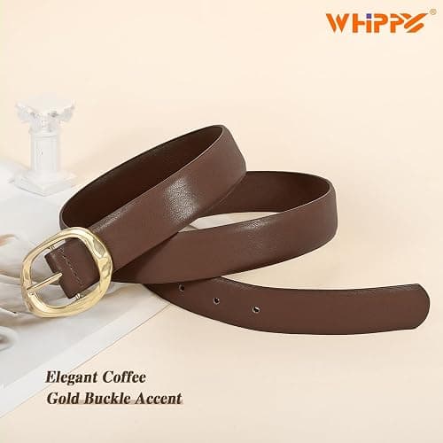 WHIPPY Leather Belt for Women Casual Waist Belt with Gold Buckle Fashion Ladies Belt for Jeans Pants Dress thumbnail 3