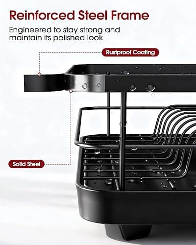 Sakugi Dish Drying Rack Compact Dish Racks Drain Board Dark Black Large | For Kitchen Counter, Stainless Steel, Use in Sink & on Countertop, Durable, Space-Saving thumbnail 6