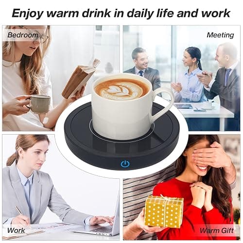 Coffee Mug Warmer, Electric Cup Warmer Smart Hot Plate Warmer Up to 80℃ for Desk,Coffee Warmers with Auto Shut Off & 3 Temperature Settings for Heating Coffee,Tea,Milk,Cocoa (Black, No Mug) thumbnail 7