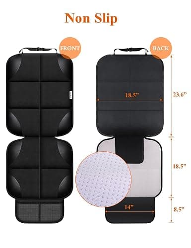Meolsaek Car Seat Protector for Child Car Seat, Durable 600D Fabric Waterproof Car Seat Cover with Thick Pad Non-Slip Backing，No Imprints (Black 2pcs) thumbnail 3