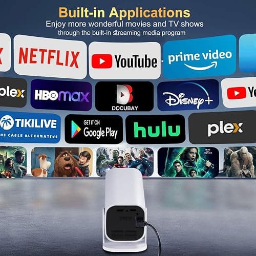 【Built-in APPS & Electric Focusing & Auto Keystone】Mini Projector With Wifi And Bluetooth, 1080P Portable Projector, Movie Projector for Bedroom, Supports Smartphones/TV Stick/iPad/PS5/Laptop/HDMI/USB thumbnail 3