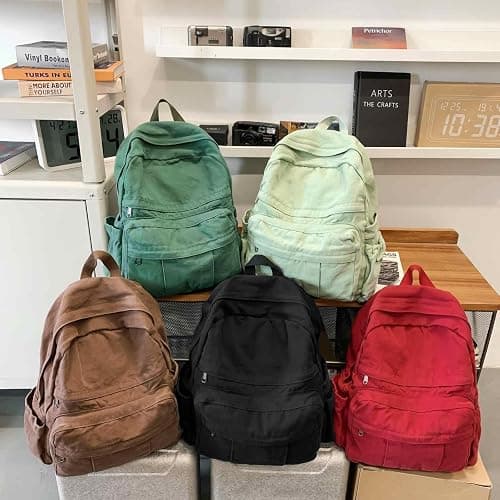 GAMLFL Sage Green Canvas Backpack for Women Retro Aesthetic Rucksack Basic Backpack for High School/College Students Travel Laptop Bag thumbnail 7