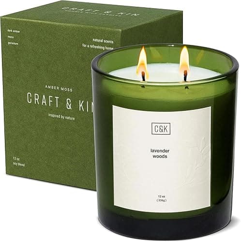 Craft & Kin Lavender Scented Candles | 12oz Premium Lavender Woods Winter Scented Candles for Men and Women | Candles Made with Natural Soy | Nature Collection - Image 1