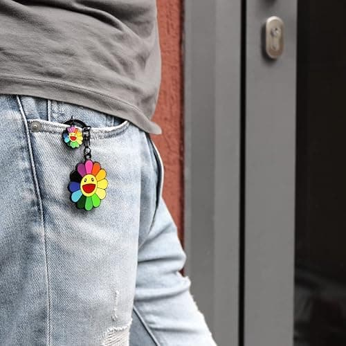 TOOLIN Keychain,Cute keychain,Car key chain,Smile Flower Bag Charms Accessories for women and girl thumbnail 6