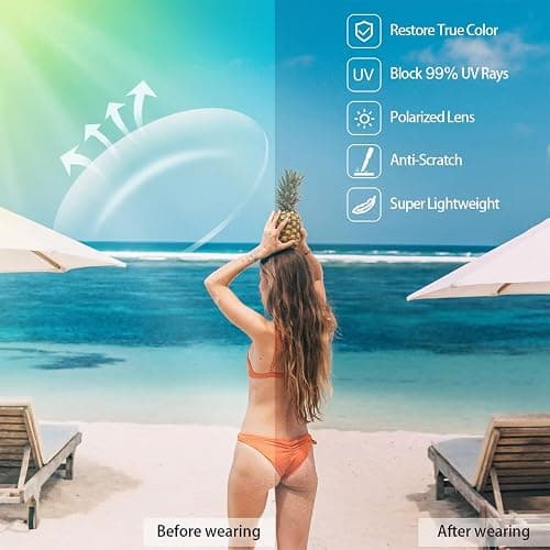 Myiaur Polarized Sunglasses for Women, Square Mirrored Trendy Shades with UV Protection Reduce Glare Sun Glasses thumbnail 6
