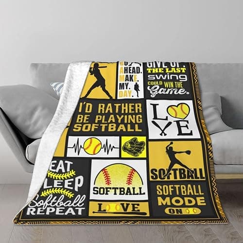 Softball Blanket 50''x60'' Softball Gift Blanket Super Soft Warm and Comfortable Throw Blanket for Fall Winter Spring All Season thumbnail 6
