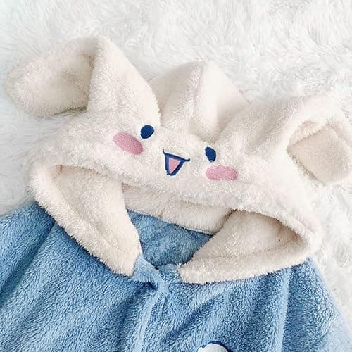 Brrioe Women's Cute Robe Button Bathrobe - Hooded Plush Sleepwear with Kawaii Pattern and trousers Sets thumbnail 4