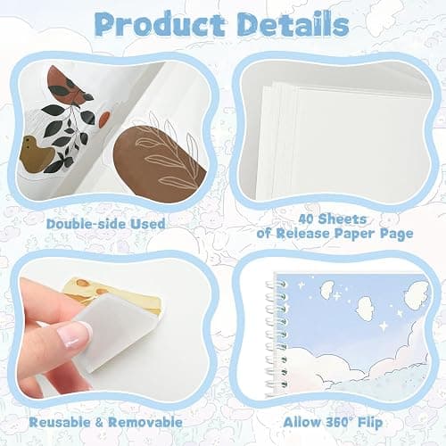 YUATCYA Large Sticker Collecting Book Storage Album 8.5 x 11 Inch Reusable Stickers Organizer Collection Notebook with 40 Sheets Blank Release Paper Letter Size (Hillside) thumbnail 3