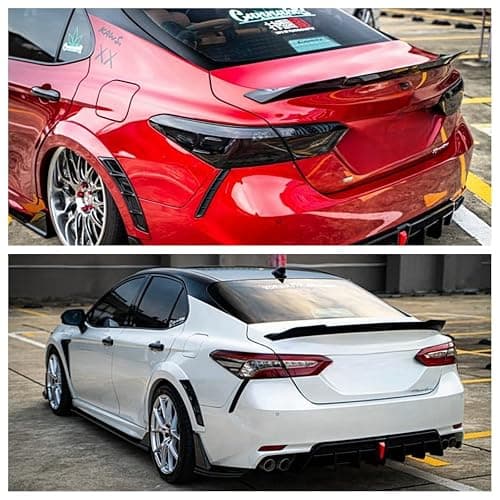 Oasiland Rear Spoiler Compatible with 2018-2024 Toyota Camry SE XSE L LE XLE Hybrid, V2 Style Fits for 2018 2019 2020 2021 2022 2023 2024 Sedan, Trunk Duckbill High Kick Wing Lip Glossy Black thumbnail 4