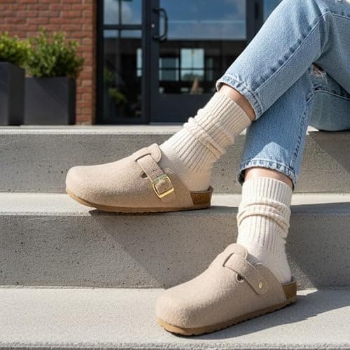 CUSHIONAIRE Hana Womens Clogs | Comfortable Vegan Suede Clogs for Women | Slip On Potato Shoes with Cork Footbed & Arch Support | Memory Foam, Wide Widths Available thumbnail 2