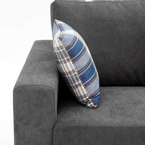 Panana Modern Linen Fabric Corner Settee - 2 Seater or 3 Seater, Compact Living Room Sofa with 2 Free Back Cushions (Grey) thumbnail 10