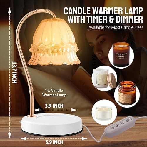 GEEZO Fragrance Candle Warmer Lamp，Electric Candle Warmer with Timer & Dimmer，Mom Christmas Birthday Gifts for Women, House Warming Gifts New Home Bedroom Decor thumbnail 2