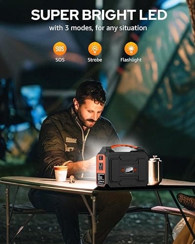 Solar Powered Generator 200W Peak/100W Rated, Portable Solar Generator Power Station with Solar Panels 40W Included, 146Wh Solar Power Bank with AC Outlet 110V for Home Use Camping Outdoor Adventure thumbnail 7