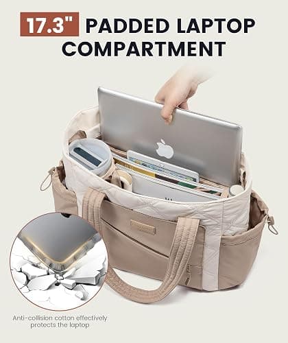 LOVEVOOK Tote Bag for Women, Puffer Bag and Work Bags with Zipper for Travel, Daily, School, Quilted Nurse Shoulder, 2pcs thumbnail 6