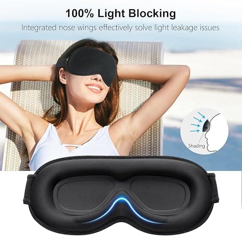 Gritin 100% Blackout Sleep Eye Mask for Women Men, Zero Pressure Sleep Mask | Ergonomic Design 3D Cutout Eye Movement and Eyelash Friendly Night Blindfold, Ultra Soft Comfortable for Sleeping thumbnail 2