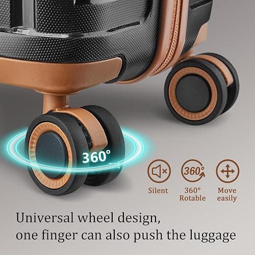 Joyway Luggage Sets 6 Piece PP Hardside Carry on Suitcase with Spinner Wheels and TSA Lock for Travel, Black Brown thumbnail 6