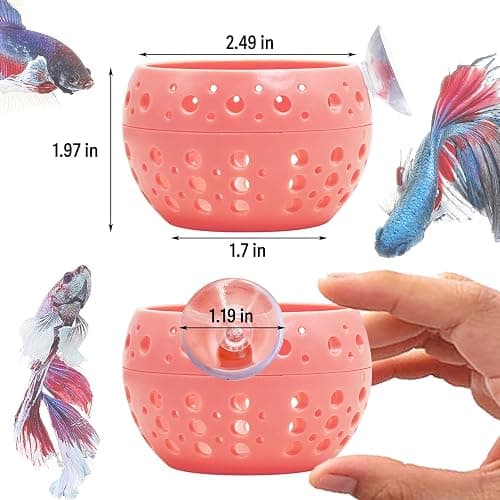 Fhiny Betta Tunnel, Aquarium Betta Fish Hideout with Suction Cup Fish Tank Tunnel Shrimp Cave Aquarium Decor Fish Tank Accessories for Small Fish Shrimp Betta Guppy Hiding Resting (Pink) thumbnail 2