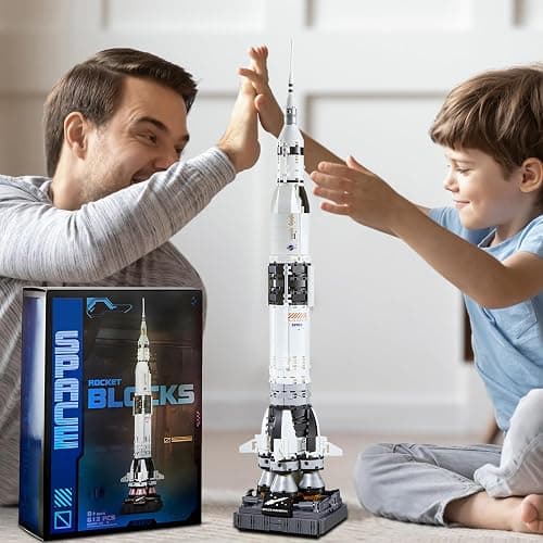 APENGBAOL Saturn V Space Rocket and Vehicles Building Blocks Set,613 Precision Space Shuttle Building Block Toys for Kids .Gifts for Adults thumbnail 2