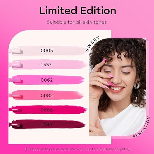 modelones Pink Gel Nail Polish Set 6 Colors, Thanksgiving Hot Pink Tones Neon Pink White Gel Polish Magenta Light Soft to Dark 2025 All Seasons LED Nail Art for Nail Lovers Gift Salon DIY Starter Kit thumbnail 2