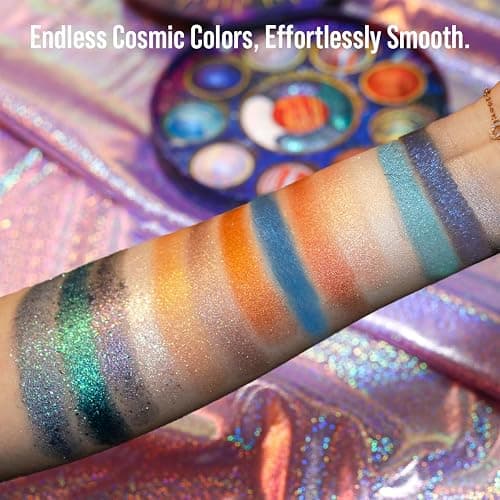 Galactic Assemble Eyeshadow Palette – Solar System Inspired 3D Planet Design, 14 Handcrafted Shimmer & Metallic Shades with Creamy Wet Texture, High-Pigmented Makeup Palette Gifts for Women & Girls thumbnail 2