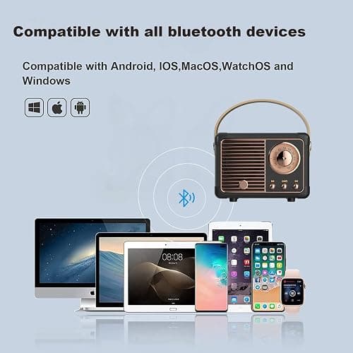 Dosmix Retro Bluetooth Speaker, Vintage Decor,Small Wireless Bluetooth Speaker,Cute Old Fashion Style for Kitchen Desk Bedroom Office Outdoor,Birthday Gifts for Women Men Teens thumbnail 4