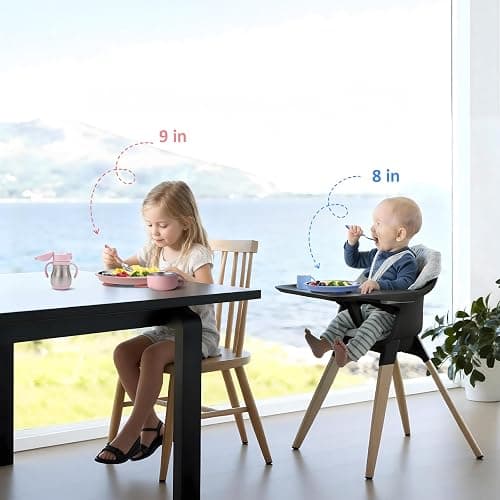 Bakpoco Stainless Steel Suction Plates for Toddlers, 8" Divided Kids Baby Plates with Removable Silicone Suction, Non Toxic Non Slip Portion Control Snack Dishes 3 Packs, Blue Gray Beige thumbnail 5