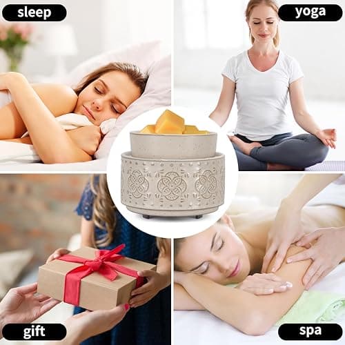 mocosa Ceramic Wax Warmer Wax Melt Warmer for Scented Wax 3-1 Electric Candle Warmer Home Fragrance Wax Burner for Mom Women(Beige-Granular) thumbnail 6