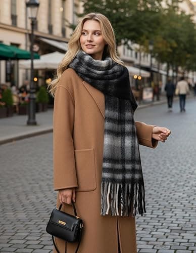 Scarf for Women Winter Warm Long Shawl Large Scarves Cold Weather Thick Blanket Scarfs Colorful Plaid thumbnail 9