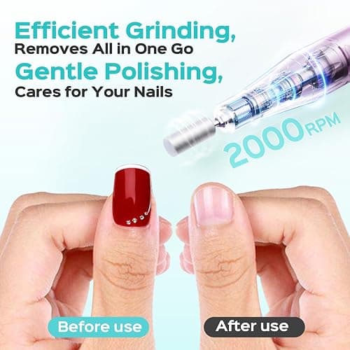 COSLUS C52 Electric Cordless Nail Drill: Professional Nail File kit with LED Screen for Acrylic Gel Powder. Portable for Home DIY & Salon Use. Manicure Pedicure for Beginners, Women, Travel, Purple thumbnail 2