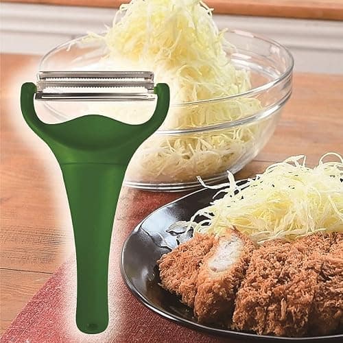 Nonoji MAX Cabbage Peeler and Shredder with Non-Slip Handle, Julienne, 2 Sharp Blades for Vegetable Peeling, Kitchen, Dark Green thumbnail 2