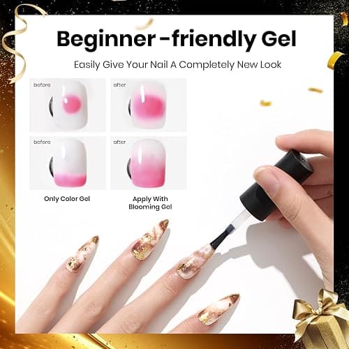Beetles Blooming Gel 15ml Clear Uv Led Blossom Christmas Nails Gel Polish for Spreading Effect Marble Natural Stone Watercolor Floral Print Soak off Diy Nail Art Design Manicure Gift for Women thumbnail 4