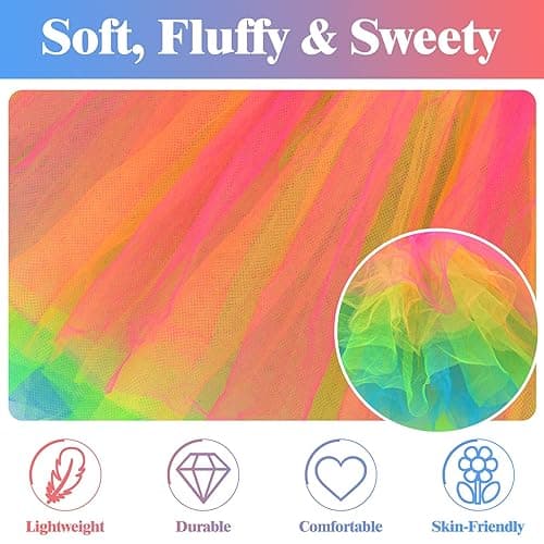 Tutus for Women 5 Layered Adult Tutu Skirts for Women Halloween Tutu for Womens 80s Costume Womens Fully Skirt Tulle Skirt - One Size - Rainbow thumbnail 4