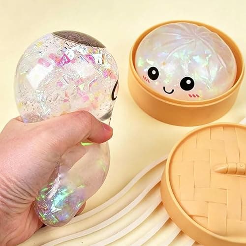 Dumpling Squishies, 2PCS Dumplings Stress Balls, Dumplings Sensory Squeeze Toy for Stress Relief Stretchy Desk Toys thumbnail 2
